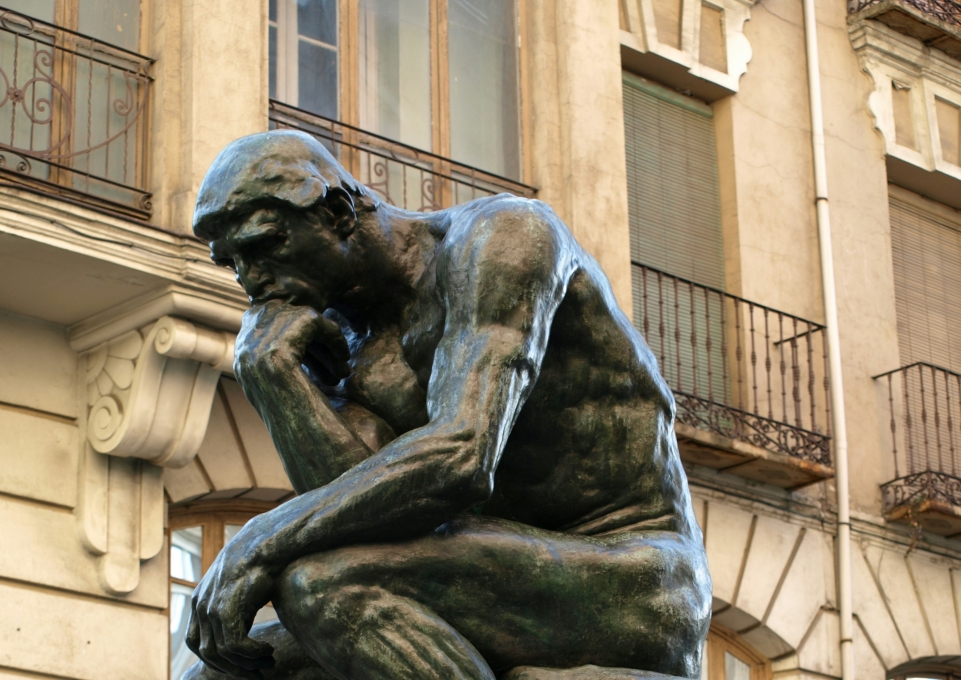 Statue of a man thinking